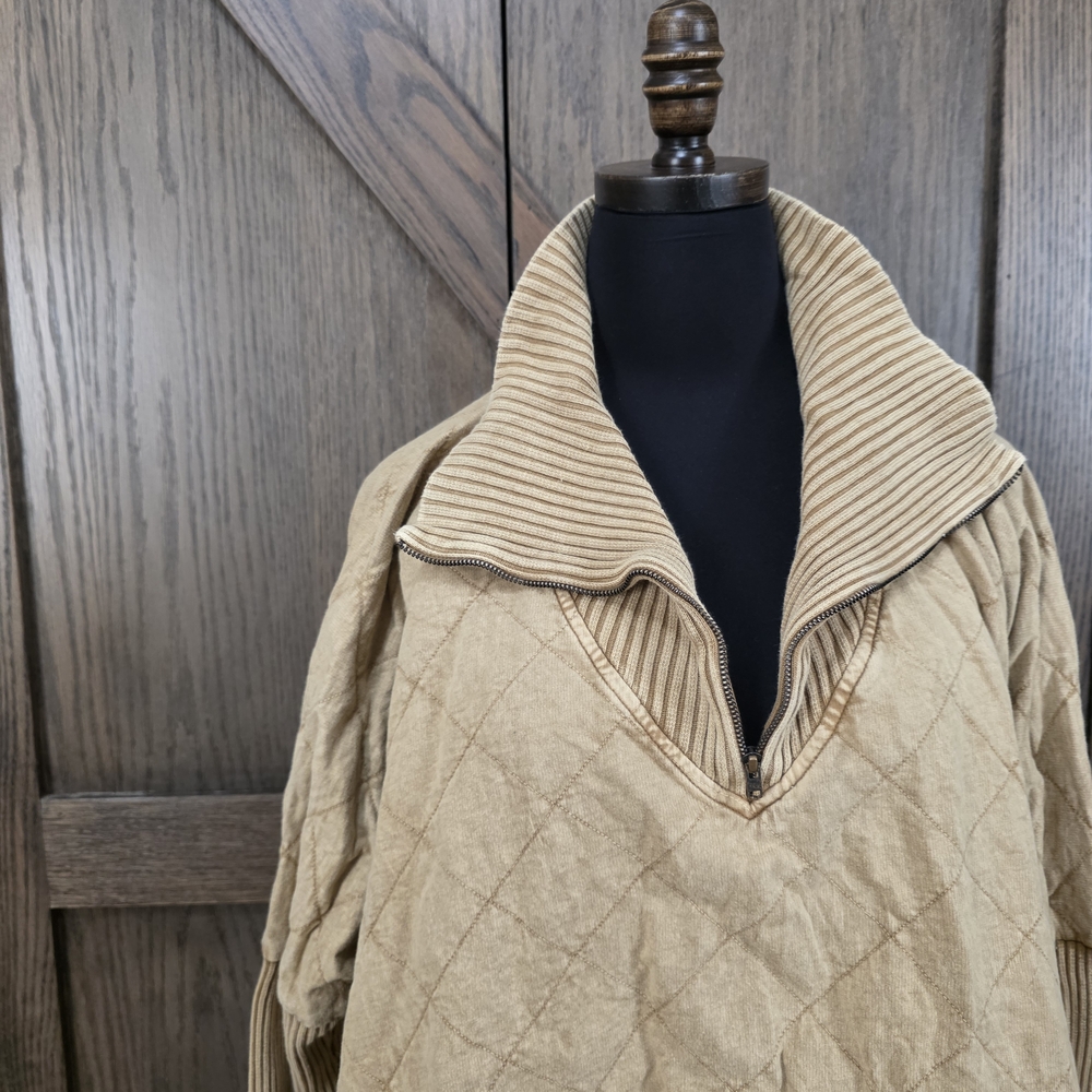 Free People Beige Quilted Pullover - Picture 2 of 4